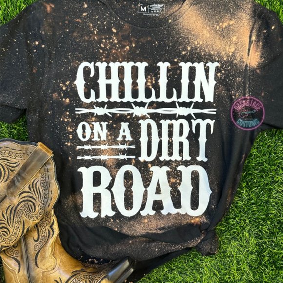 Jason Aldean Chilin' On A Dirt Road Bleached Tee - Picture 2 of 3